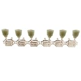 Wilkinson Deluxe WJ44 3L3R Vintage Guitar Tuners Machine Heads Keystone Style Tuning Pegs Keys for Epiphone Les Paul SG Electric or Acoustic Guitar,Nickel