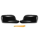 X AUTOHAUX Pair Car Rear View Driver Passenger Side Mirror Cover Cap Replacement Gloss Black for BMW 3 Series E46 7 Series E65 E66 Mirror Guard Covers