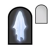 budiniao Halloween Ghosts Decorations Add of Halloween Decorations Ghosts Mirror Decor, Circular whitelight, 50 * 30 * 2.2cm
