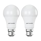 paul russells B22 Bayonet Cap LED Light, 13W = 100W Equivalent Bulb, 1521 Lumens, 6500K Standard BC A60 LED GLS, Bright Large Energy Saving Non-Dimmable Lightbulbs - Daylight Frosted - 2 Pack