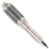 TYMO STYLUX Thermal Brush - Heated Round Curling Brush, Blowout Volumizer with Flexi-Fit Tech for Hair Styling, Curling Styler Tool, Hair Straightener and Curler 2 in 1, Dual Voltage, Gold, 1.7 Inch