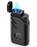 JOPOO Triple Jet Flame Lighter Windproof Butane Gas Refillable Adjustable Turbo Torch Lighter (Sold Without Gas)