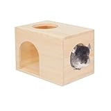 CHIIRAKU Chinchilla House Degu House Small Animal Hideout Natural Wooden No Paint Wooden peg Safe Durable Teeth Grinding (Nature, Small)
