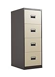 Office Hippo Heavy Duty Steel Filing Cabinet, 4 Drawer Filing Cabinet, Fully Welded Construction with 40kg Drawer Tolerance, Lockable Office Storage, 7 Year Guarantee, Coffee Cream