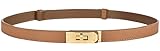 Rayibuir Women Skinny Leather Belt Adjustable Solid Color Alloy Turn Lock Buckle Adjustable Thin Waistband for Dresses Jeans Coats (Caramel)