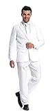 YOU LOOK UGLY TODAY Mens Party Suit Solid Color Jacket Costume Leisure Suit for Holiday Party with Tie & Pants (White XXL)