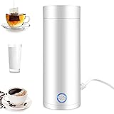 Portable Travel Kettle, 400ML Small Electric 3 in 1 Heating Cup, Fast Boil and Auto Shut Off Mug Tea, Coffee, Baby Milk, Stainless Steel Kettle (WHITE)