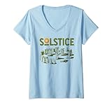 Womens Fun Solstice design - Midsummer or Midwinter - Stonehenge V-Neck T-Shirt
