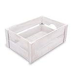Wickerfield White Wooden Apple Crates Retail Display Shelf Storage Box Gift Hamper (White Wash, Large)