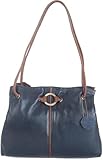 DV Fashions Gigi Othello Soft Leather Shoulder Bag With Twin Straps Navy & Mid Brown 4323