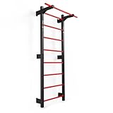 K-Sport Multifunctional Swedish Ladder Pull-Up Bar, Dip Station, Adjustable Sit-Up Bench, Punch Bag Holder & More | Durable Steel Frame for Home Gym Strength Training (Wall Bar with Pull-Up)
