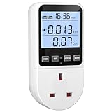 Power Meter Electricity Usage Monitor 8 Modes, Energy Monitor Plug with LCD Backlight Overload Sound Alarm, Energy Meter Power Consumption Monitor Socket KWH Amp Volt Watt Meter Plug Energy Monitoring