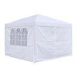 Neo 3m x 3m Waterproof Pop Up Outdoor Canopy Folding Garden Gazebo Party Tent With Sides Easy One Person Setup Instant Patio Hot Tub Beach Picnic (White)