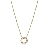Pandora Signature Pavé Circle reversible 14k gold-plated necklace with clear cubic zirconia