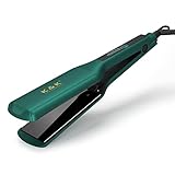 K&K Hair Straightener, 2.24 Inch Wide Ceramic-Titanium Plates, 5 Temperature Settings 120-232°C, Professional Flat Iron (Green) UK Plug