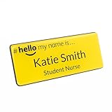 Badgemaster Hello My Name is Yellow Badge Premium Domed Yellow Black 76 x 32mm GP Practitioner Doctor Healthcare Nurse Medical Staff Clinical Student Assistant