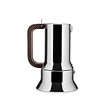Alessi 6-Cup Espresso Coffee Maker in 18/10 Stainless Steel Mirror Polished with Magnetic Heat Diffusing Bottom, Silver