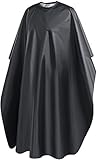 URAQT Hairdressing Gown Barbers Cape, Cutting Gowns, Black Full-Length Waterproof Haircut Hairdressing Cape for Hair Styling, Cuts and Colours