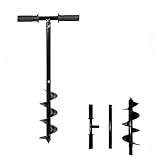 Fence Post Auger,Post Hole Digger Hand Drill, 10X60cmPost Hole Digger with Non-Slip Handle, Adjustable Post Hole Auger for Gardening Planting, Bulb Planting, Umbrella Hole, Mixing Fertilizer
