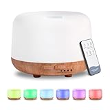 Essential Oil Diffuser 300ML Aromatherapy Ultrasonic Air Vapouriser Oil Diffusers Humidifier Scented Fragrance with Remote, Mist Modes, Automatic Off and 7 LED Lights for Home Office Sleep AZULON
