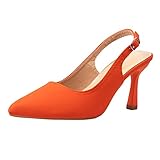 High Heels for Women - Slingback Pumps for Women Pointed Closed Toe Kitten Heels Elegant Wedding Sexy Party Heels Comfortable Kitten Heel Slingback Pumps Shoes Lightweight Court Shoes Orange