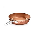 GOTHAM STEEL Hammered Copper 12 Inch Nonstick Skillet, Aluminum, Induction Compatible, Easy Release, Even Heat Distribution