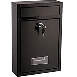 DEAYOU Wall Mounted Letter Box, 21.5× 8.2 × 6.6cm Black Outdoor Weatherproof Secure Post Box with Key Lock, Mailbox with Secure Locking Slot, Weatherproof Letter Box for House, Garden & Front Door