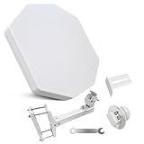 POWER SAT - Flat Satellite Dish Antenna, Single Twin Quad LNB, Satellite TV, Robust Compact Satellite Antenna, Ideal for Balcony in the rented apartment and Camping Caravans (QUAD LNB)