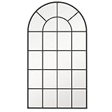 HOMCOM Modern Arched Wall Mirror, 110 x 62 cm Window Mirror for Living Room, Bedroom, Hallway, Black