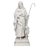 Design Toscano EU1785 Jesus the Good Shepherd Religious Garden Statue, Large, 71 cm, Polyresin, Antique Stone, Off White
