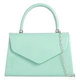 fi9® BNWT Retro Tote Patent Leather Bridal Wedding Evening Handbag Party Purse Clutch Shoulder Hand Bag (Mint Green)