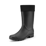 DREAM PAIRS Wellington Boots Women and Men Waterproof Rain Boots Slip-Resistant Wellies with Soft Lining for Outdoor, Gardening & Wet Weather,Size 6,Black,DWEMRB2509
