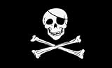 18" x 12" (45 x 30 cm) Skull & Crossbones Pirate Jolly Roger Sleeved Boat Courtesy 100% Polyester Material Hand Waving Flag Banner Ideal For Pub Club School Festival Business Party Decoration