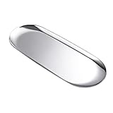 luvtree Multi-Purpose Oval Stainless Steel Tray – Mirror-Polished,Jewelry & Perfume Storage, Bathroom Organizer, Coffee Table Tray, Candle Display, 30cm x 12cm, Silver