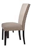 Elegant and Comfortable Linen Side Chair Set for Dining or Living Room, Padded Seat and Back, Salvage Dark Finish