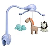 Cutie Pumpkin Next to Me Crib Mobile,Music Cot Mobile for Baby Boys or Girls,Light Blue Bedside Crib Moble with Clamp,Music,Rotation,Natural Sounds,Timer Function,Starlight Projection