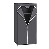SONGMICS RYG83GY Fabric Wardrobe Folding Wardrobe with Hanging Rail, Simple Dressing Room, Organiser for Toys, Shoes, Bags, Living Room, Bedroom, Cloakroom, 75 x 45 x 160 cm, Grey