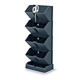 PROSPERPLAST Vertical Mini Cascade Plastic Planter in Anthracite 19.5 (L) x 11.4 (W) x 47.5 (H) cm with Garden Scissors