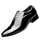 Black Leather Shoes Men Patent Leather Shoes Men Dress Business Oxfords Wedding Party Formal Footwear Wide Fit Lace Up Patent Leathers Footwear Office Loafers Classic Work Leathers Shoe