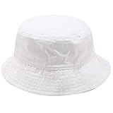 XRDSS Vintage Cotton Bucket Hat Washed Retro Outdoor Fishing Sun Hat (White)