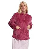 Suzy & Me Ladies Heart Embossed Zip Up Bedjacket (UK, Numeric, 16, 18, Regular, Regular, RASPBERRY)