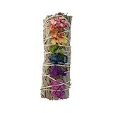 VIE Sage Smudge Stick 4" (White Sage and 7 Chakra Flowers 4")