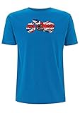 Bonneville Union Jack T Shirt Classic Triumph T120 1959 Cafe Racer Biker Motorbike Retro British Flag (X Large, Electric Blue)
