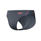 Speedo Men's Hyperboom Splice Briefs |Quick Drying | Training | Fitness | Chlorine Resistant, Black/Neon Coral, 36
