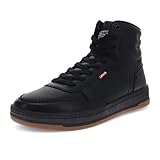 Levi's Mens Drive Hi Vegan Synthetic Leather Casual Hightop Sneaker Shoe, Black/Gum, 9 UK