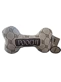 Poochi Designer Bone-Shaped Dog Toy, beige pattern, Plush Squeaker