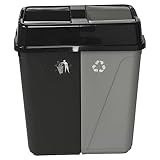 URBNLIVING 100L Duo Kitchen Bin Waste Garbage Can 2 Compartments With Bas Connectors (Black/Grey)
