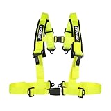 4 Point Harness Seat Belt with with 2'' Ultra Soft Heavy Duty Shoulder Pads with Iron Latch for Go Kart UTV & ATV (Yellow)