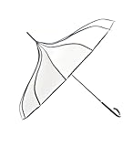 Pagoda Stick Umbrella Parasol With Polka Dots Trim Sun Rain Wedding Event (White)