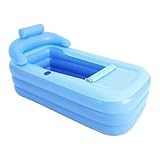 Inflatable Bath Tub for Adults 160x84cm PVC Inflatable Portable Bathtub Drainage at The Bottom Freestanding Blow Up Bath with 1 Seat Cushion 1 Pipe and Water Cup Mouth